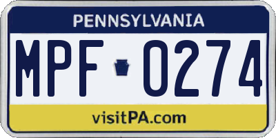 PA license plate MPF0274
