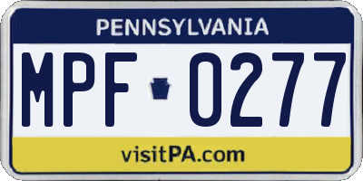 PA license plate MPF0277