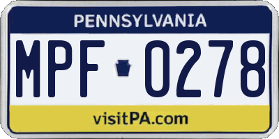 PA license plate MPF0278