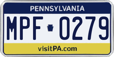PA license plate MPF0279