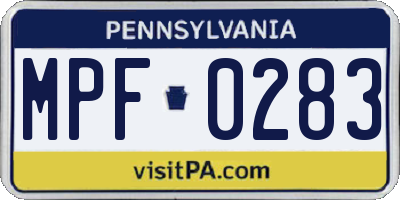 PA license plate MPF0283