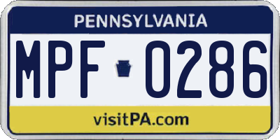 PA license plate MPF0286