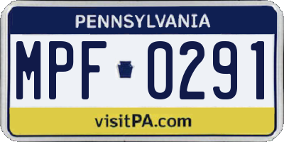 PA license plate MPF0291