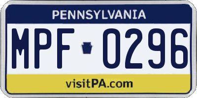 PA license plate MPF0296