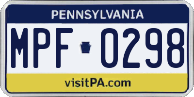 PA license plate MPF0298