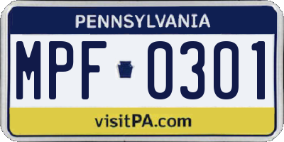 PA license plate MPF0301