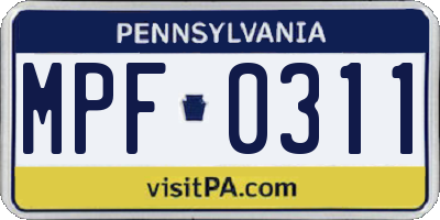 PA license plate MPF0311