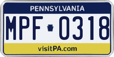 PA license plate MPF0318