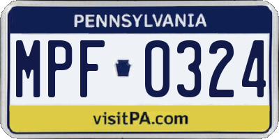 PA license plate MPF0324