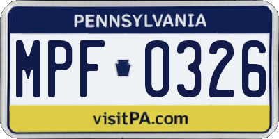 PA license plate MPF0326