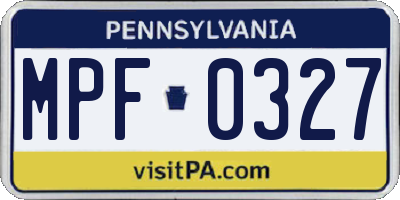 PA license plate MPF0327