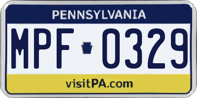 PA license plate MPF0329