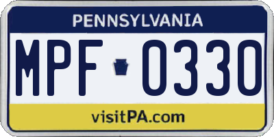 PA license plate MPF0330