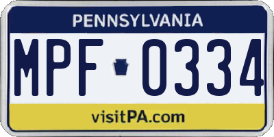 PA license plate MPF0334