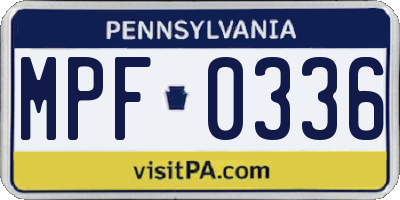 PA license plate MPF0336