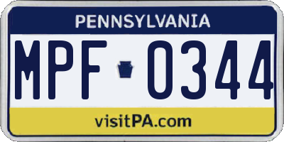 PA license plate MPF0344
