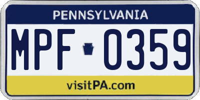 PA license plate MPF0359