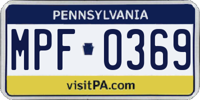 PA license plate MPF0369
