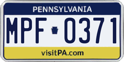 PA license plate MPF0371