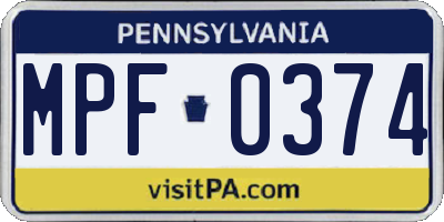 PA license plate MPF0374