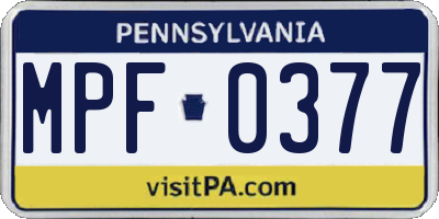 PA license plate MPF0377