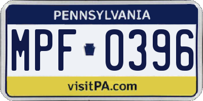 PA license plate MPF0396