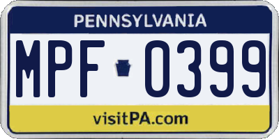 PA license plate MPF0399