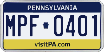 PA license plate MPF0401