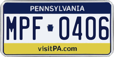 PA license plate MPF0406