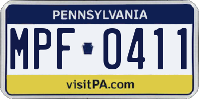 PA license plate MPF0411