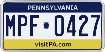 PA license plate MPF0427