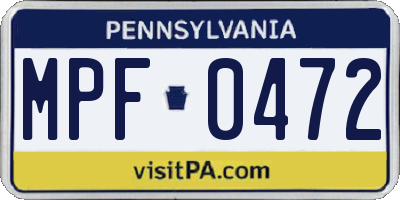 PA license plate MPF0472
