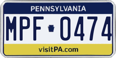 PA license plate MPF0474