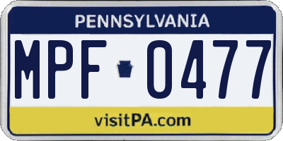 PA license plate MPF0477