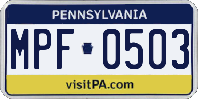 PA license plate MPF0503