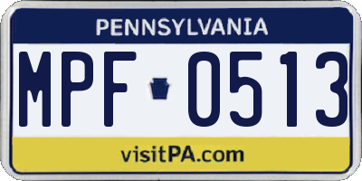 PA license plate MPF0513