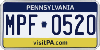 PA license plate MPF0520