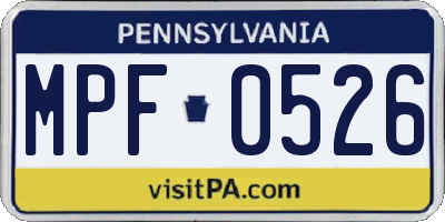 PA license plate MPF0526