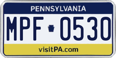 PA license plate MPF0530