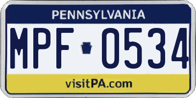 PA license plate MPF0534