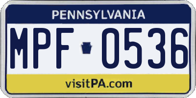 PA license plate MPF0536