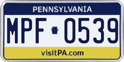 PA license plate MPF0539