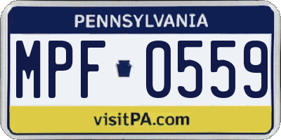 PA license plate MPF0559