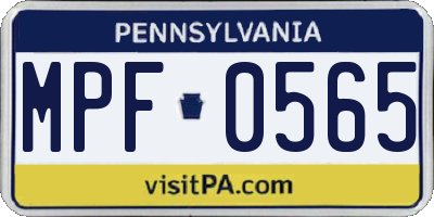 PA license plate MPF0565