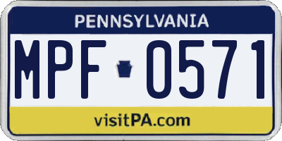 PA license plate MPF0571