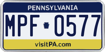 PA license plate MPF0577