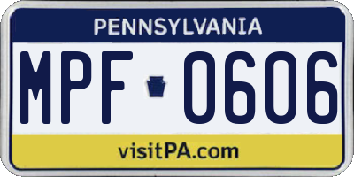 PA license plate MPF0606