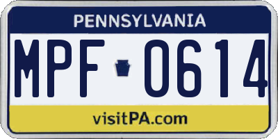 PA license plate MPF0614
