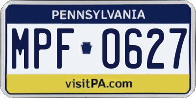 PA license plate MPF0627