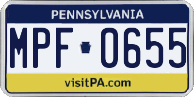 PA license plate MPF0655